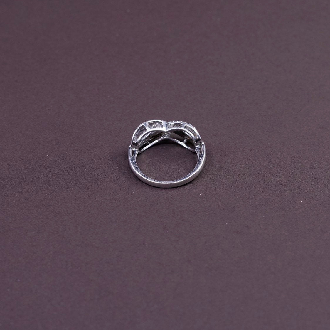 sz 7.5, vtg sterling silver handmade ring, 925 w/ diamond and “live love hope”