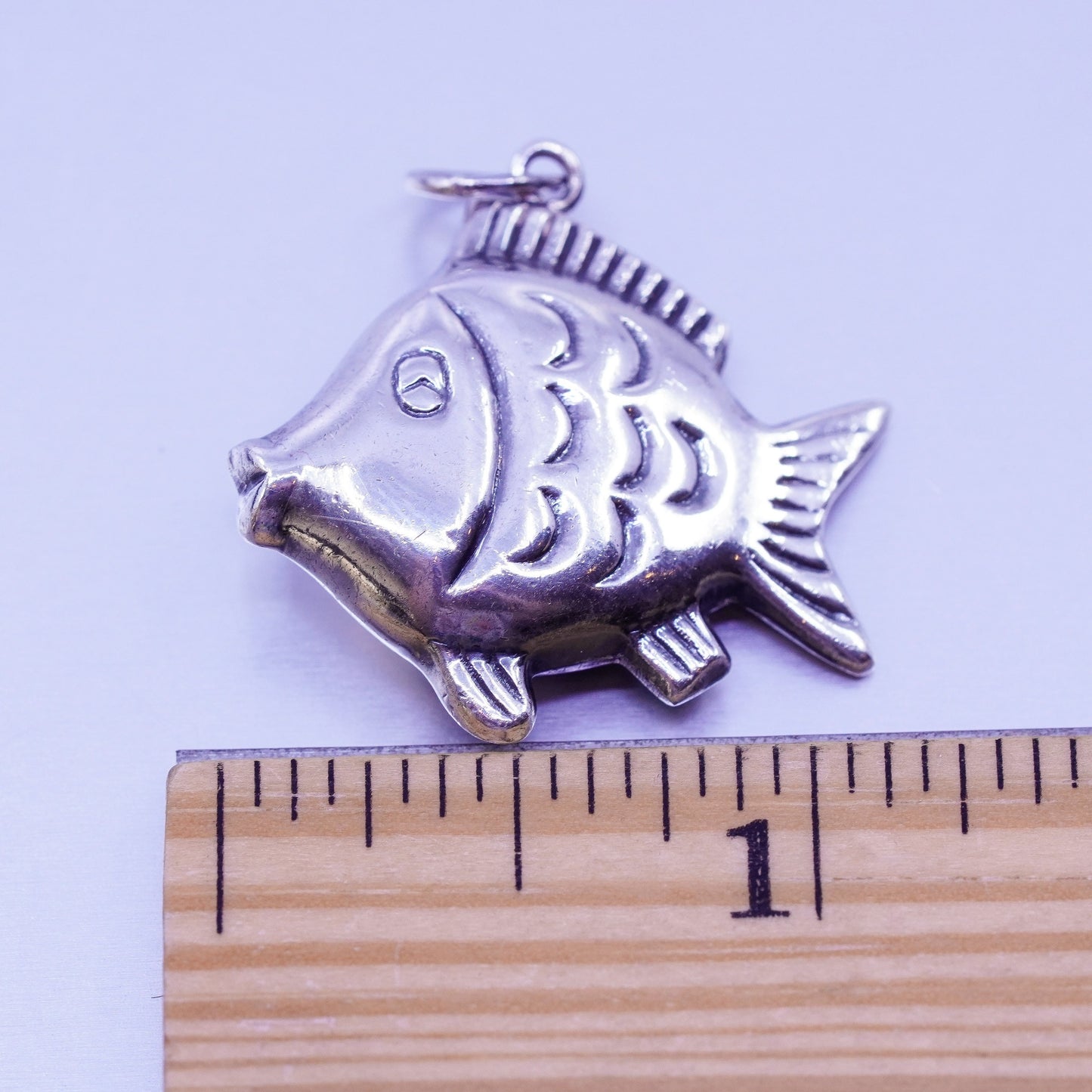 Antique Sterling silver handmade charm, 925 fish pendant