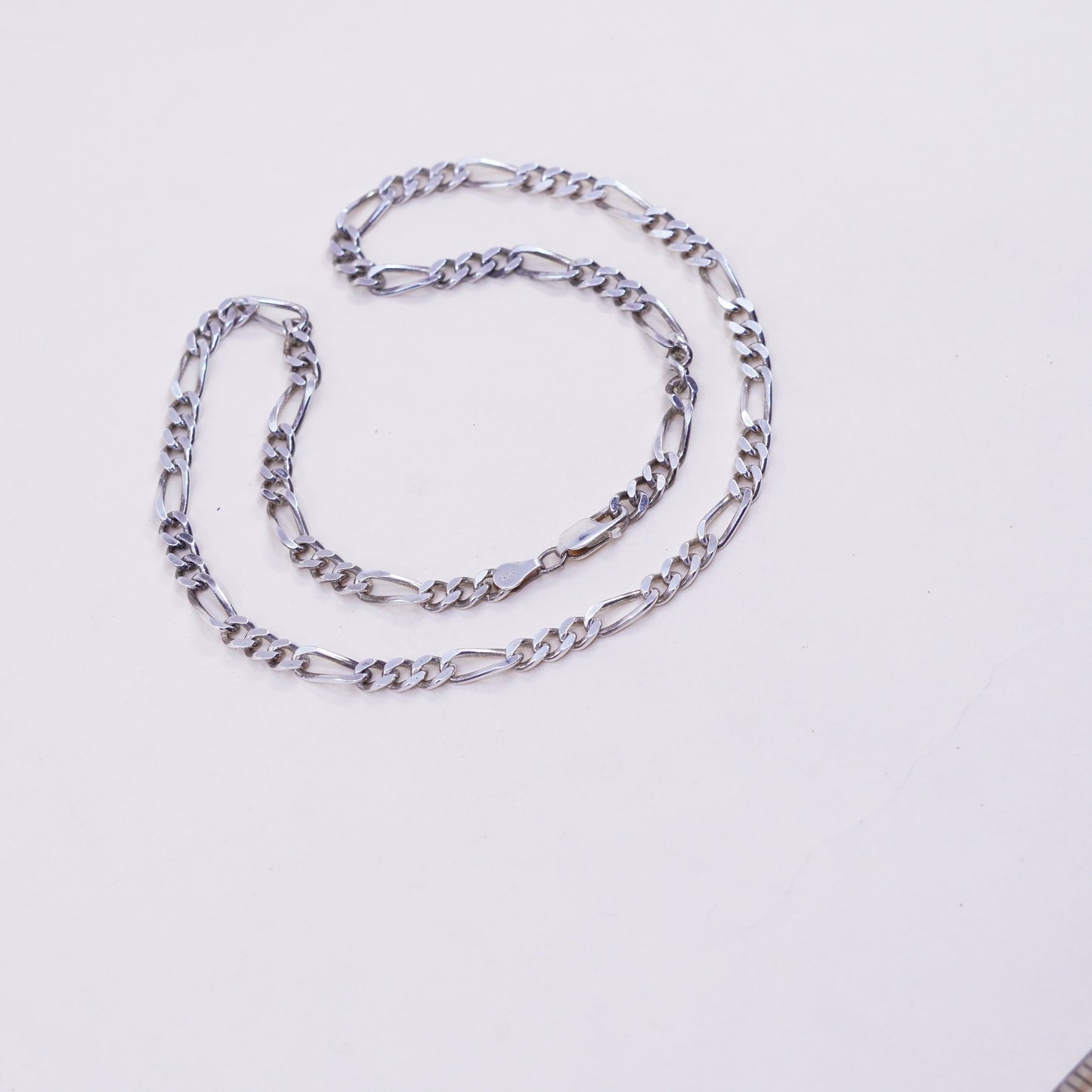 17”, 5mm, Vintage sterling silver figaro chain, 925 men’s necklace