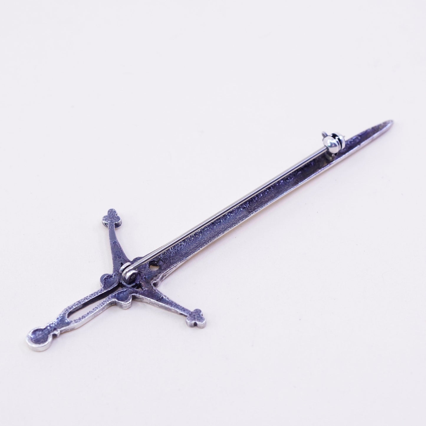 Vintage Sterling silver handmade brooch, 925 long sword, jewelry