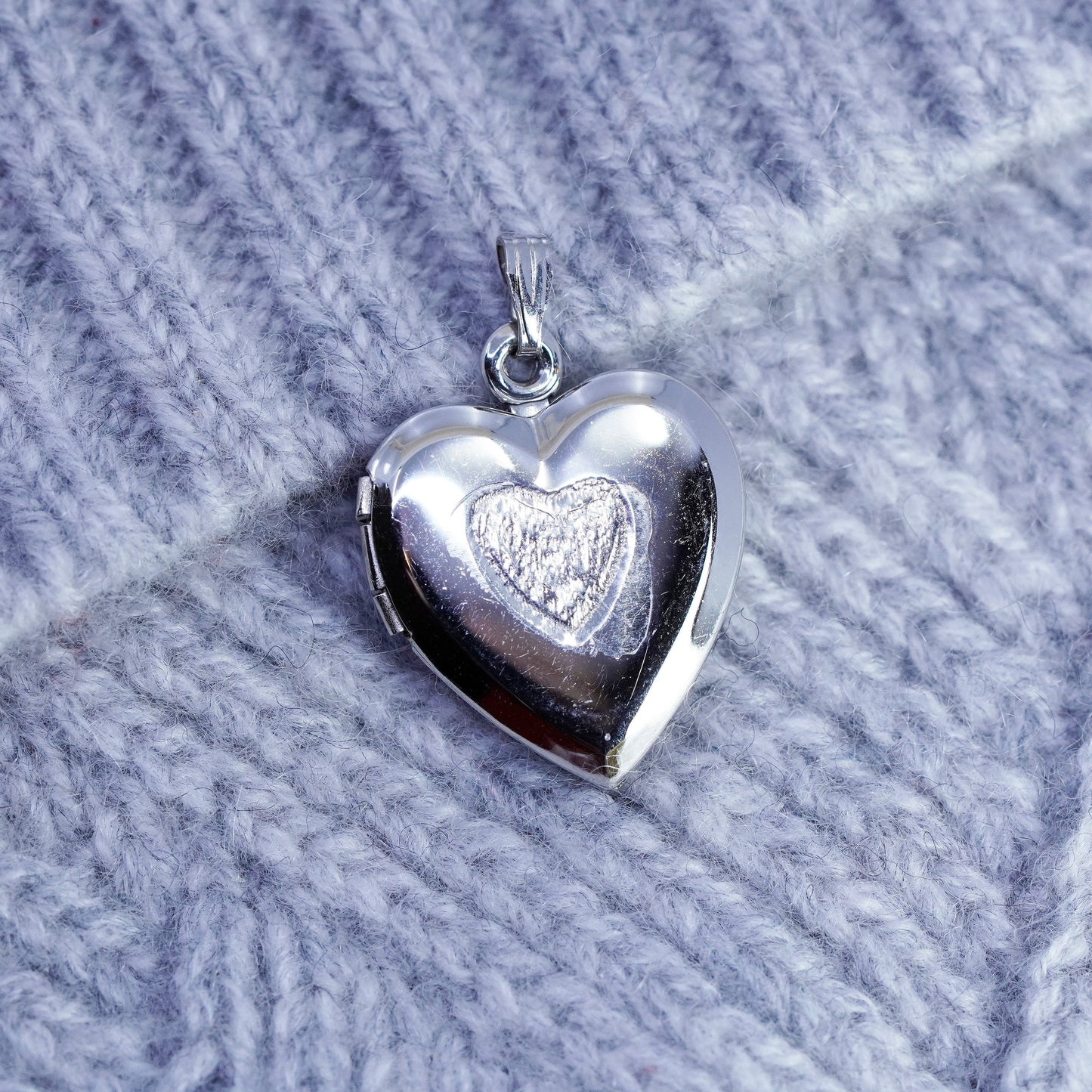 Vintage Sterling silver handmade charm, 925 heart photo locket