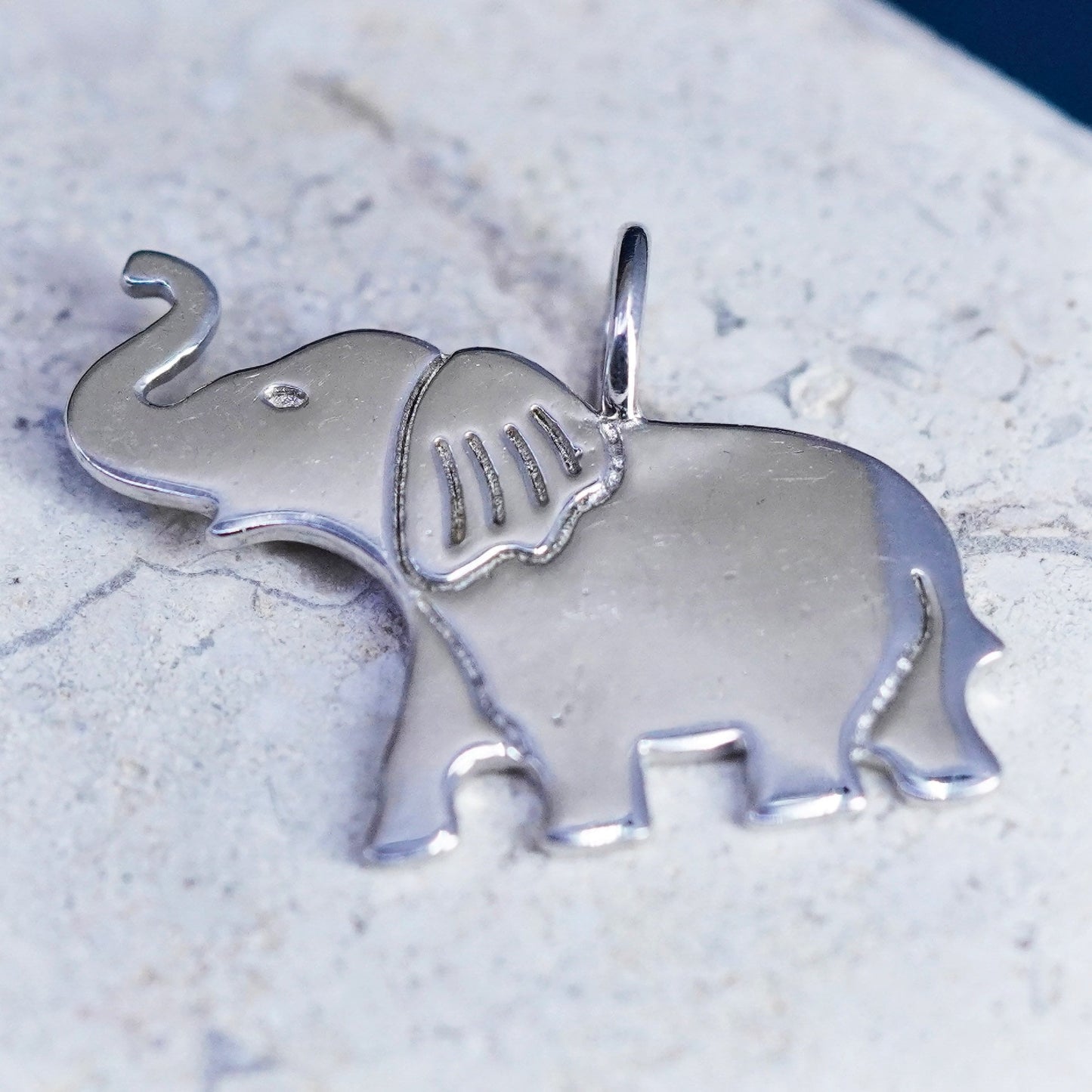 Vintage Sterling silver handmade pendant, 925 elephant charm