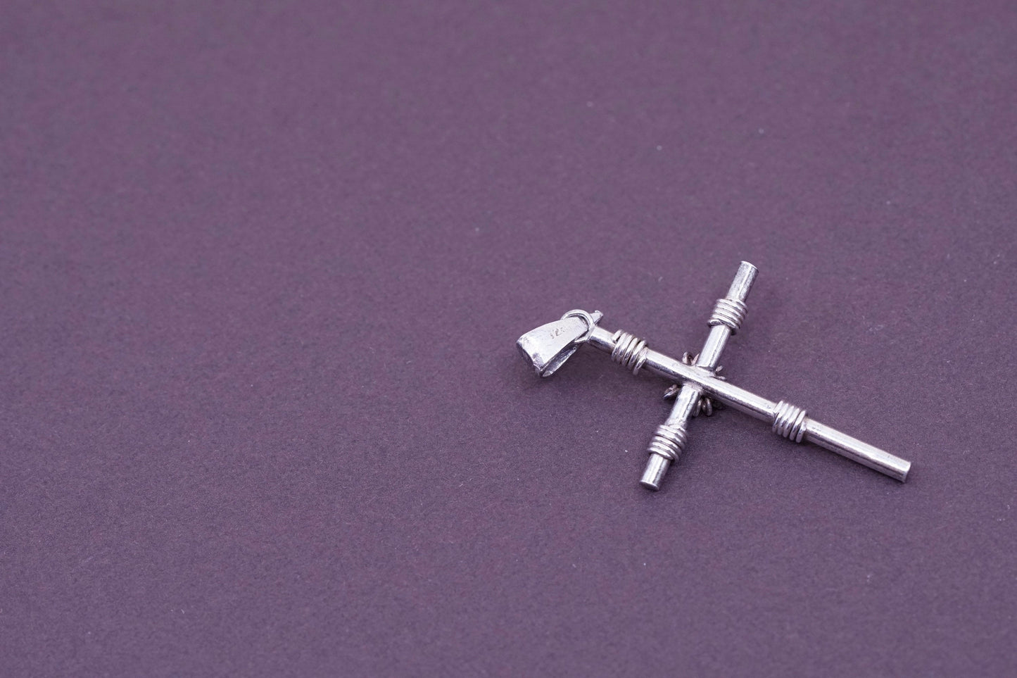 Vintage Sterling silver handmade pendant, 925 wired cross