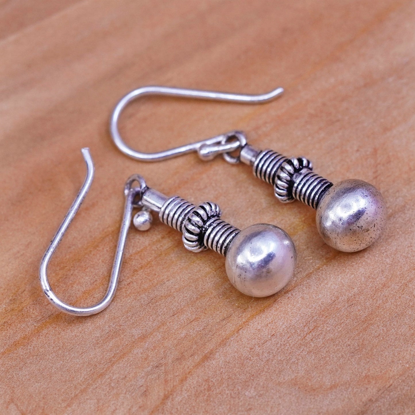 Vintage Sterling silver handmade earrings, 925 beads drops