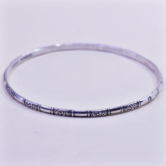 7.75”, Vintage sterling silver handmade 925 bracelet, textured bangle