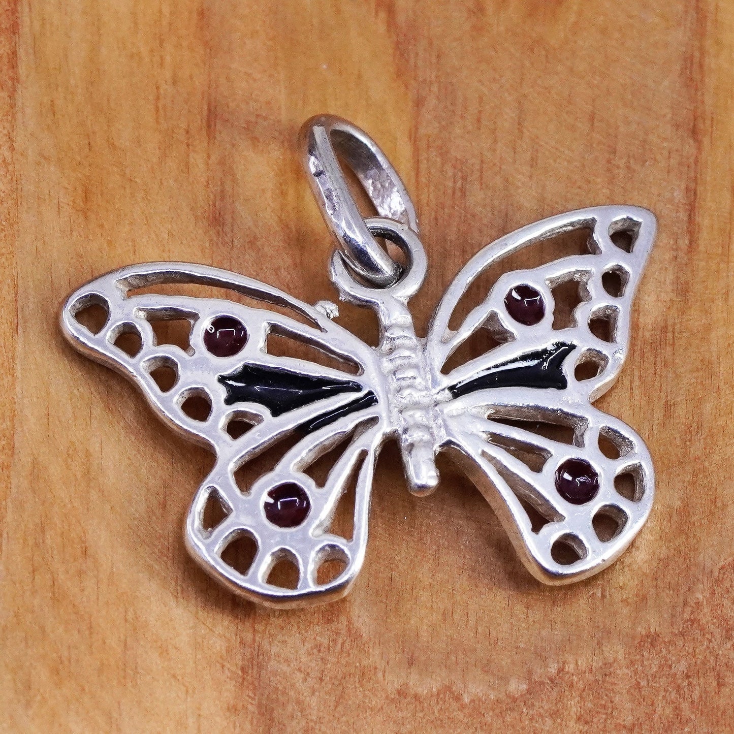 Vintage mexico Sterling 925 silver handmade pendant, filigree butterfly pendant