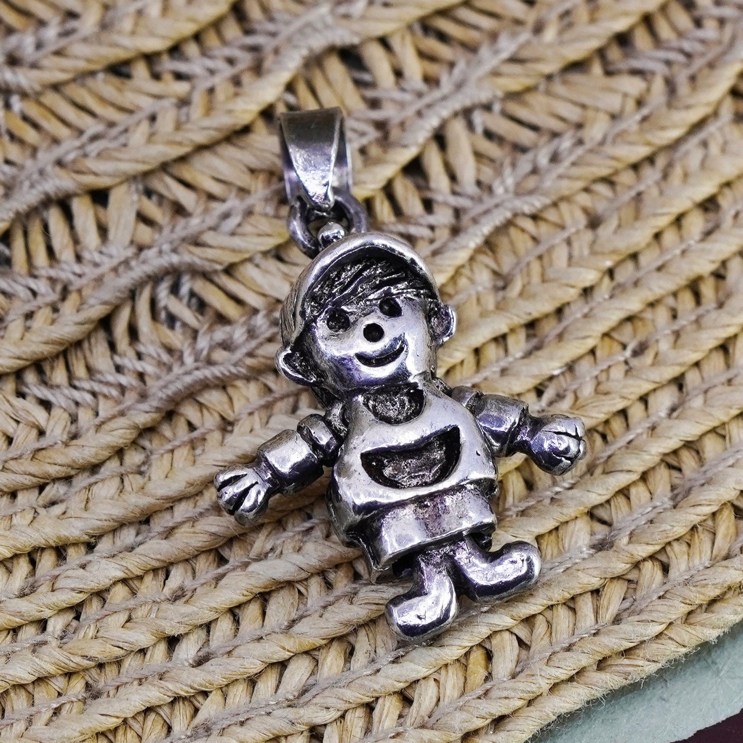 Vintage Sterling 925 silver handmade pendant, baby boy figure