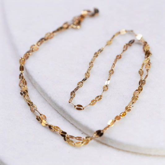 22” vintage vermeil gold over Sterling 925 silver flatten circle chain necklace