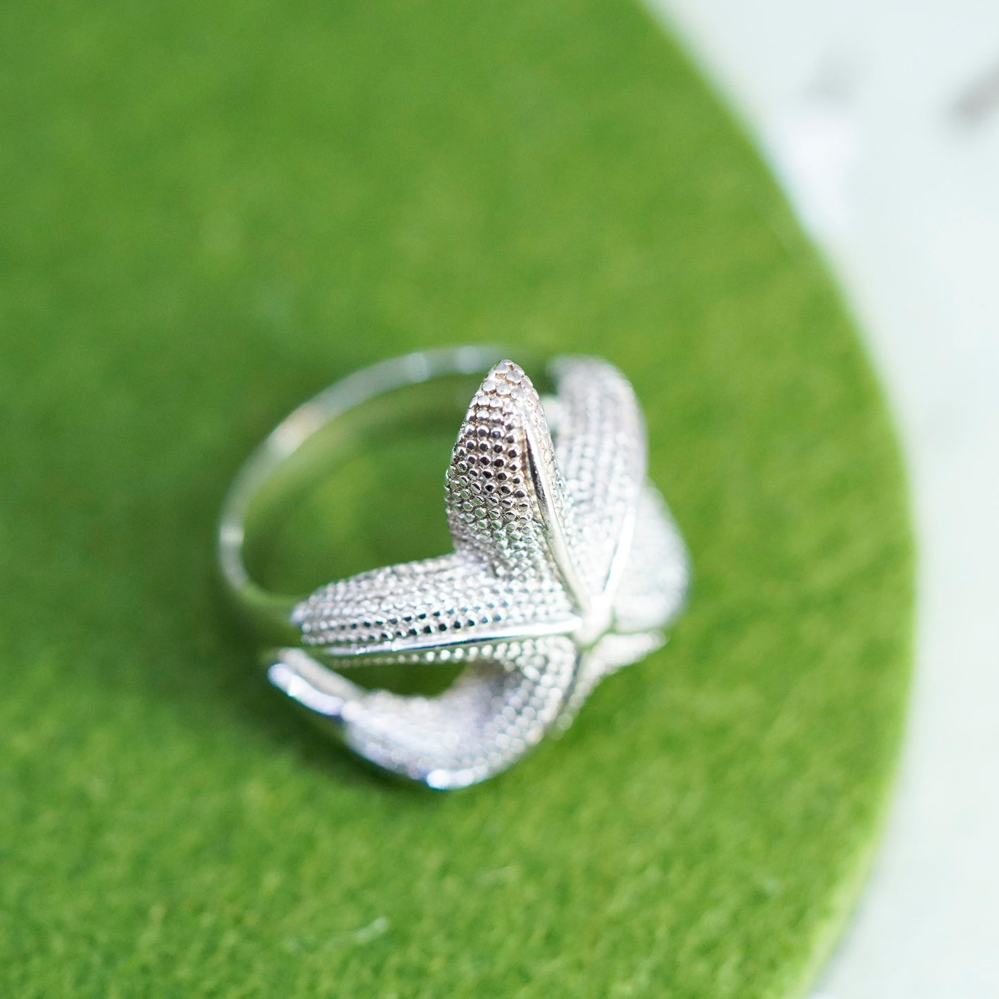 Size 7.5, vintage Sterling silver handmade ring, 925 starfish band