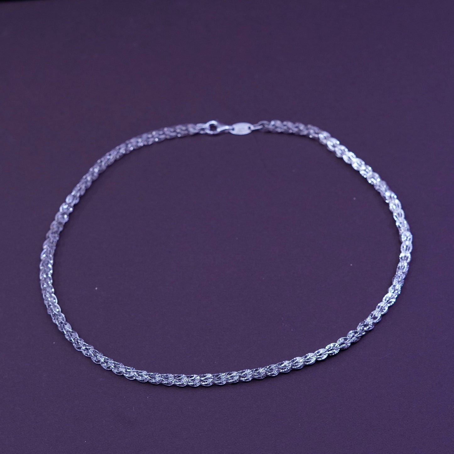 15”, 4mm, vintage Sterling silver chain, 925 unique link necklace