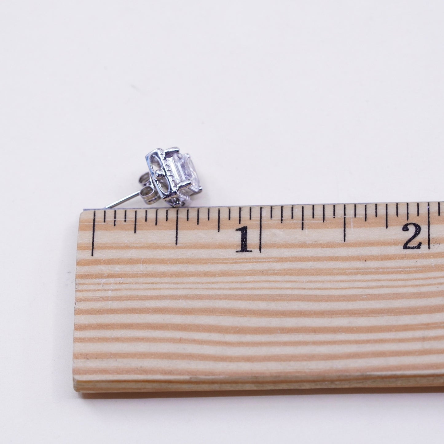 Vintage sterling silver genuine cz studs, fashion minimalist earrings