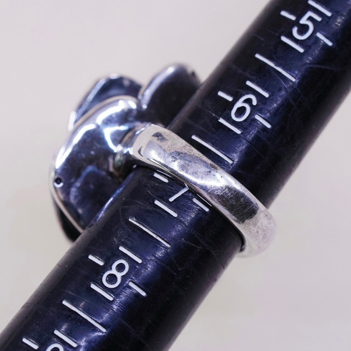 sz 6.75, vtg Sterling silver handmade ring, huge statement puffy 925 rose