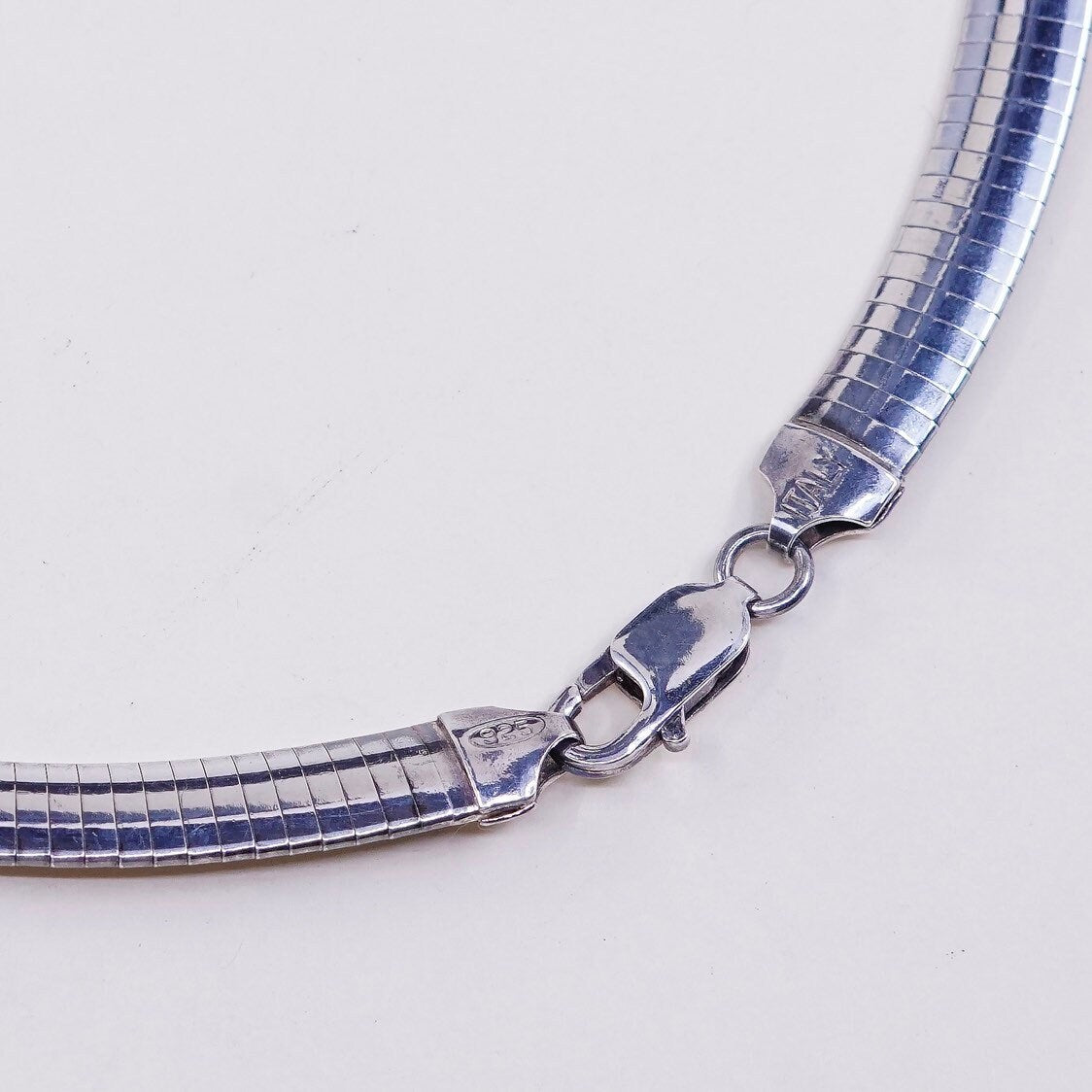 16”, 7mm, Vintage Italian milor sterling silver omega chain, bold 925 necklace