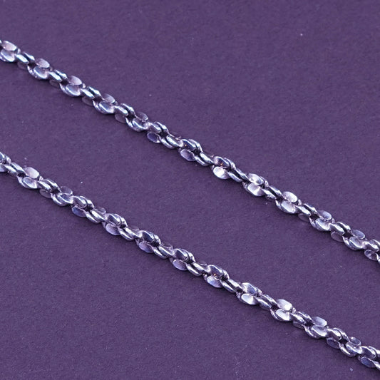 20”, 3mm, vintage Sterling silver necklace, Italy 925 twisted nugget chain