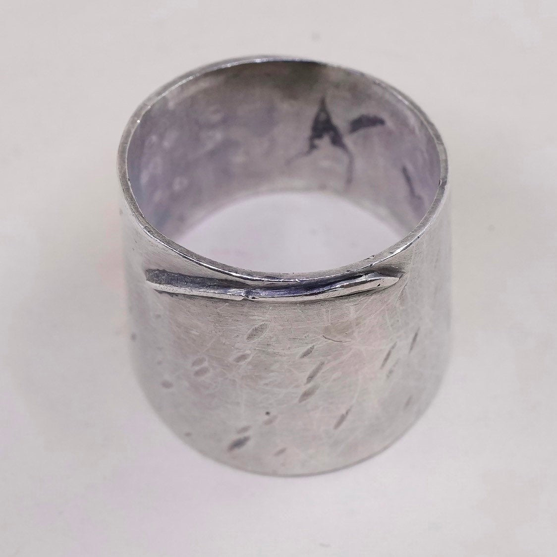 Size 10, vtg sterling silver handmade ring, 925 wide band, silver tested