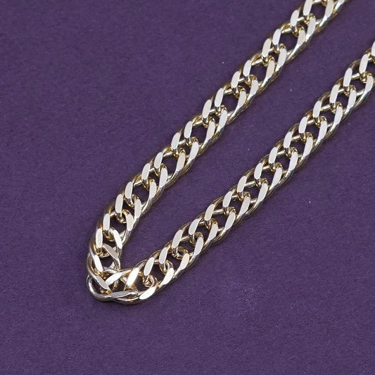 30”, HCT vermeil gold filled Sterling silver necklace, Italy 925 curb chain