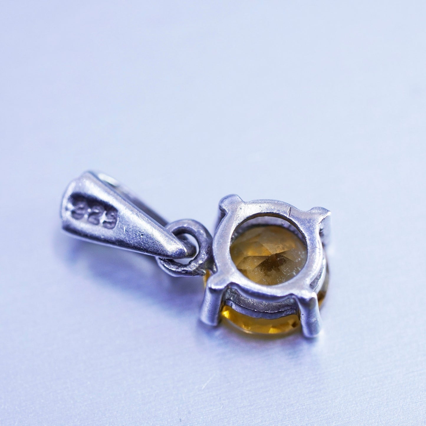 antique sterling 925 silver handmade charm pendant with citrine