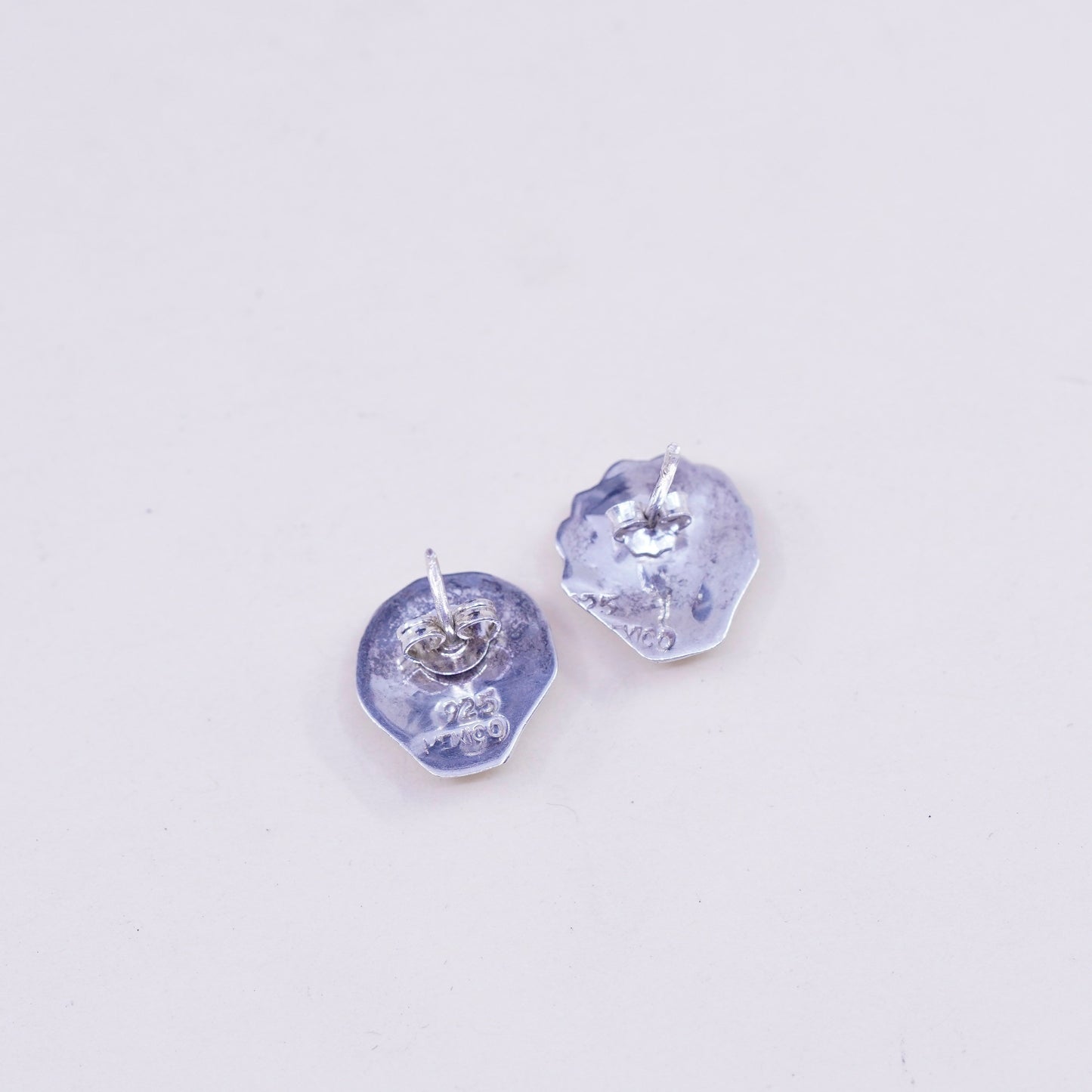 Vintage sterling silver handmade earrings, 925 shell studs