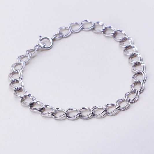 7”, 7mm, Vintage prochain sterling silver bracelet, 925 double curb chain