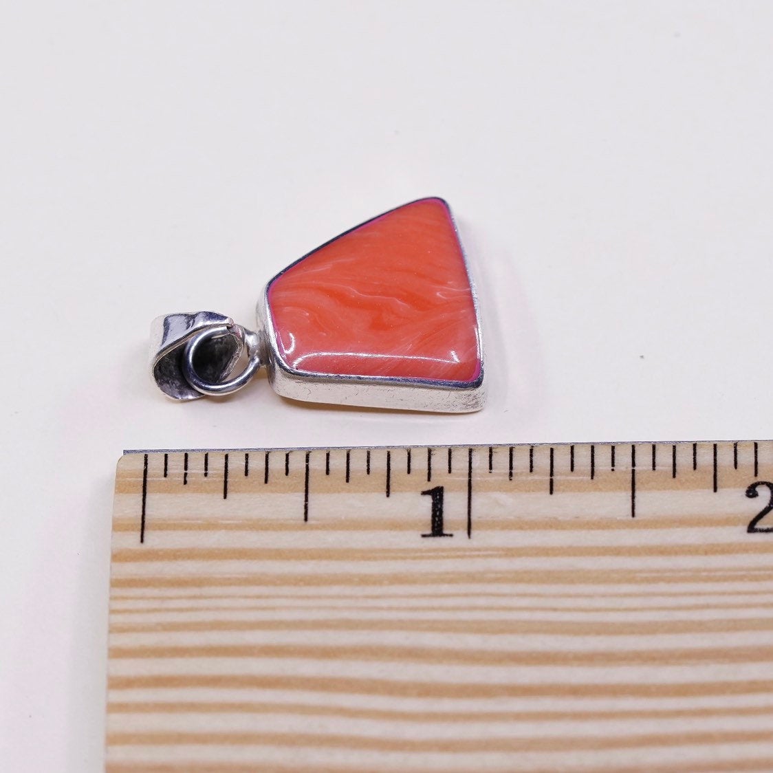 VTG handmade sterling silver pendant, Mexico 925 with orange agate
