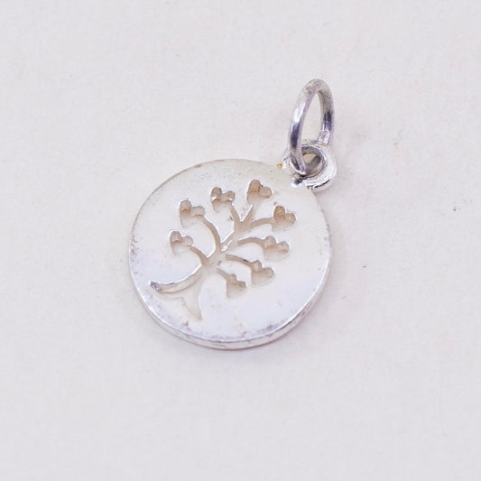 Vintage sterling silver pendant, 925 Filigree tree tag charm