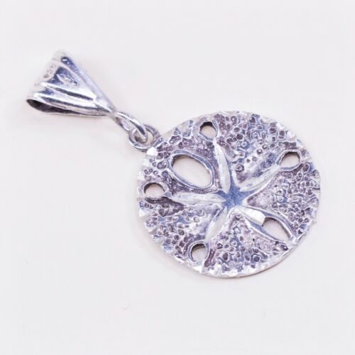 VTG Sterling silver handmade pendant, solid 925 silver sand dollar charm