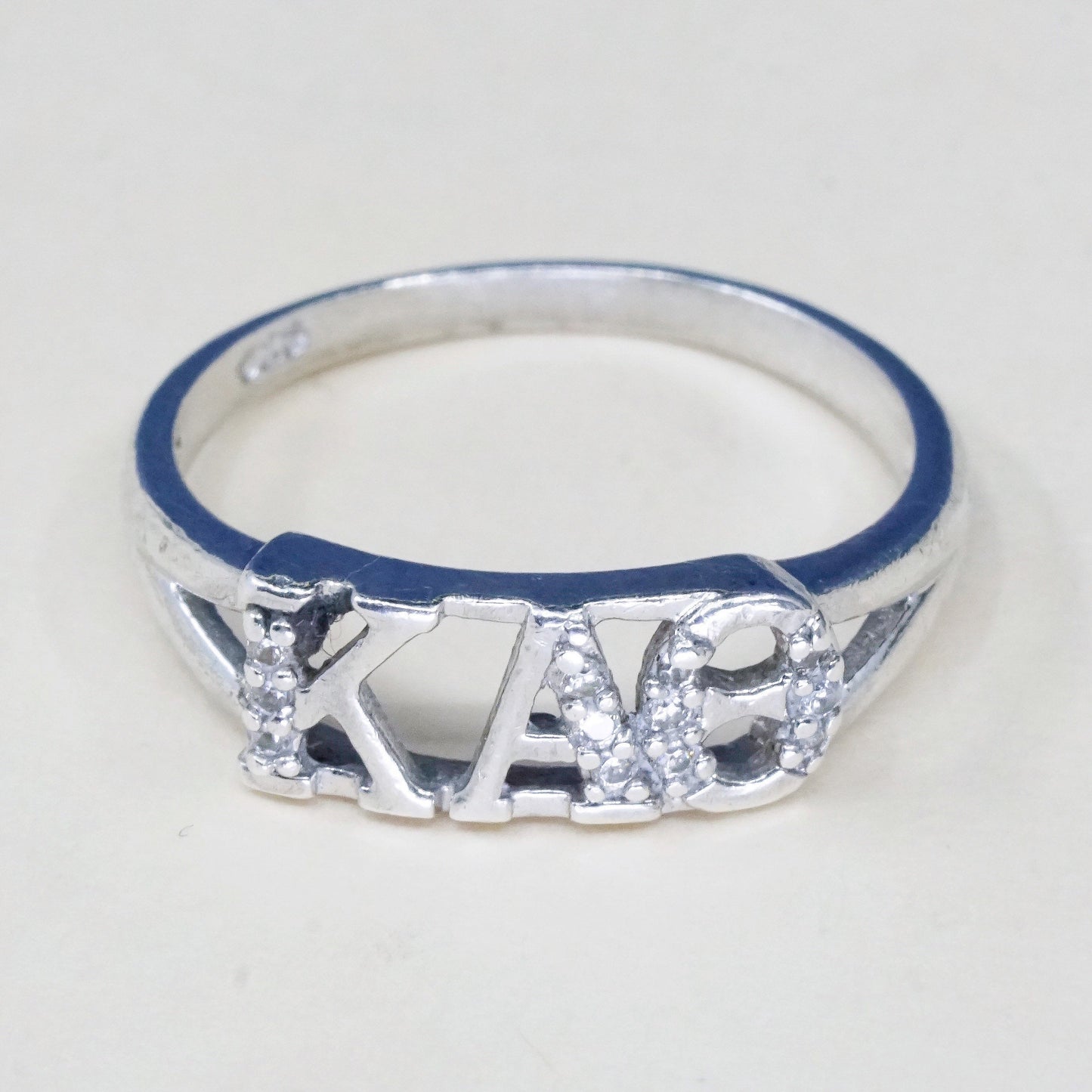 sz 6.25, Sterling silver handmade statement ring, 925 initial “KAO” N diamond