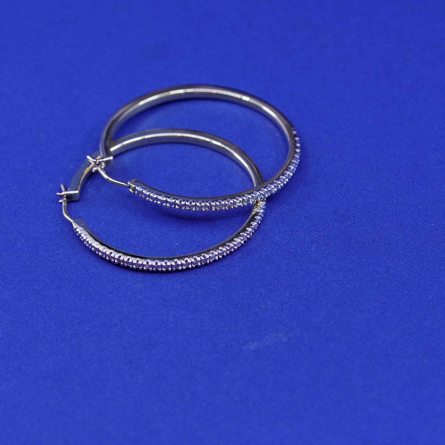 1.25”, Vermeil gold filled Sterling silver earrings, 925 hoops, huggie diamond