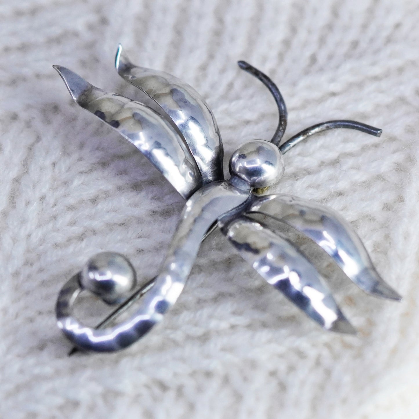 Vintage southwestern Sterling silver handmade brooch, 925 dragonfly pin