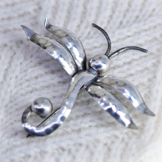 Vintage southwestern Sterling silver handmade brooch, 925 dragonfly pin