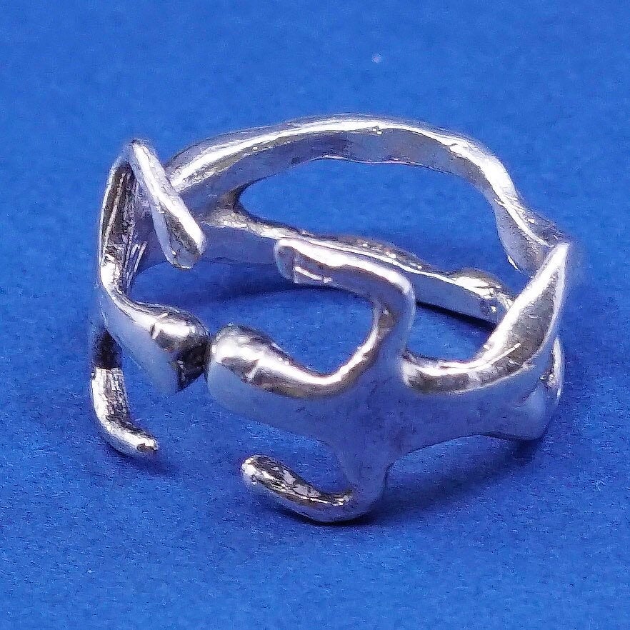 Size 3.75, vtg sterling silver handmade ring, 925 lover, couple wrapping ring