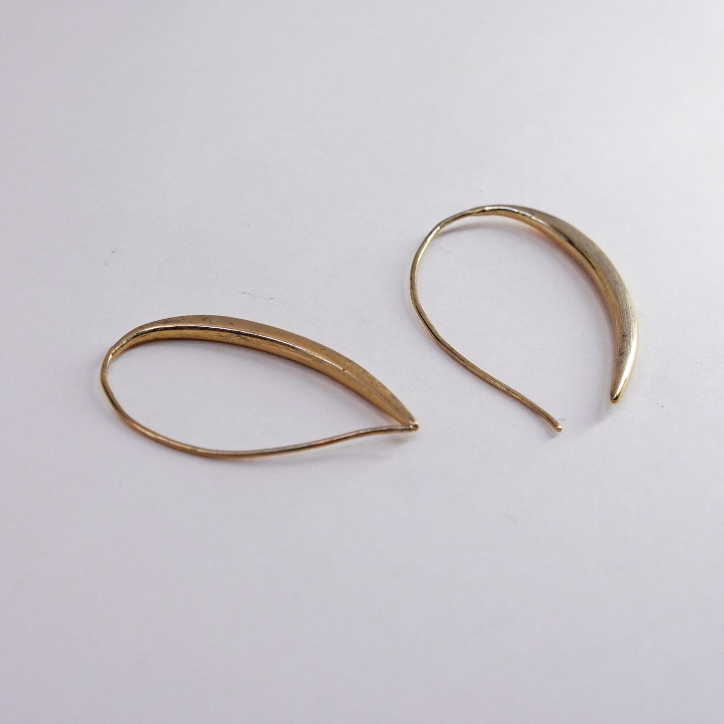 1.5”, Vintage vermeil gold over sterling silver loop earrings, minimalist