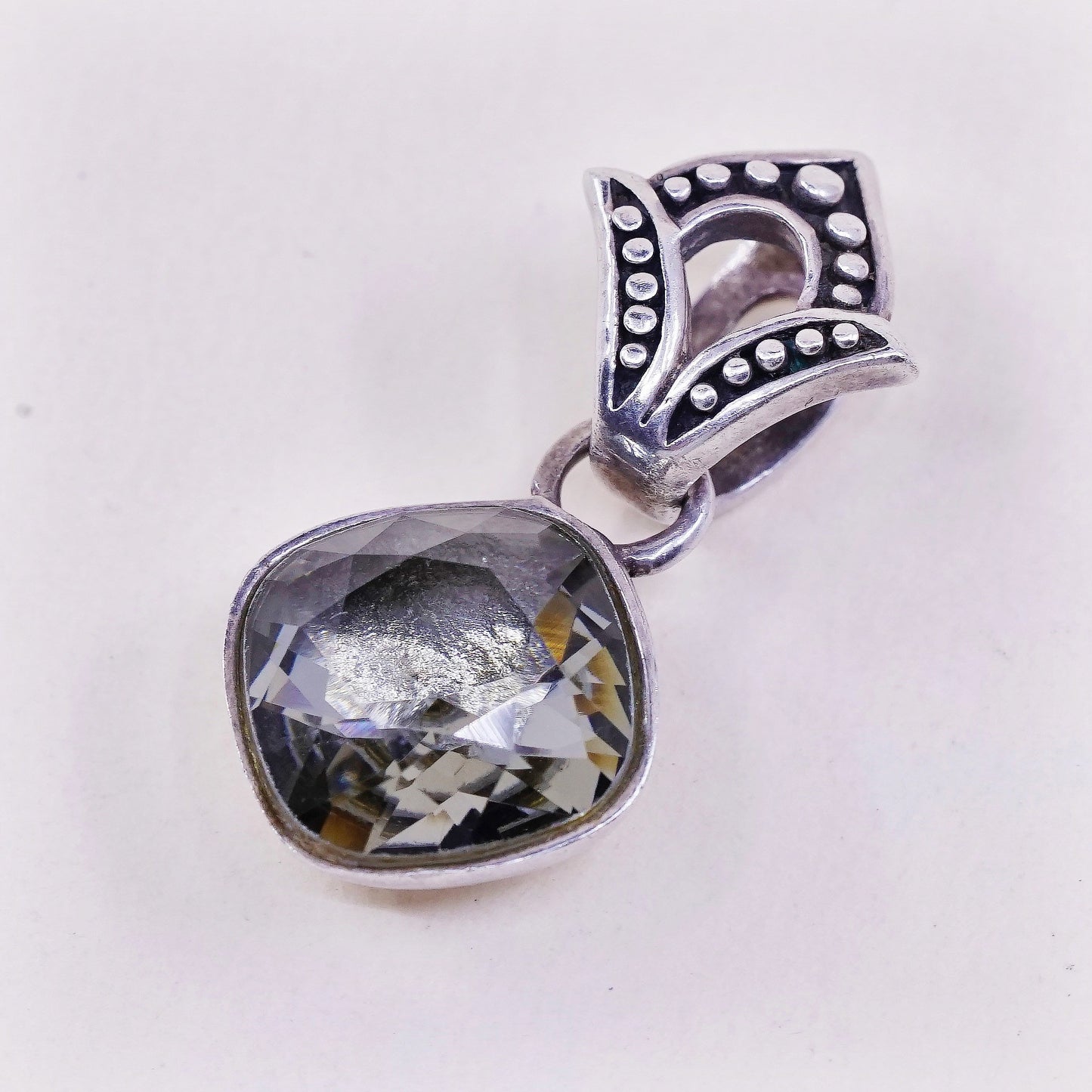 VTG Barse sterling silver handmade pendant, 925 with cushion cut topaz pendant