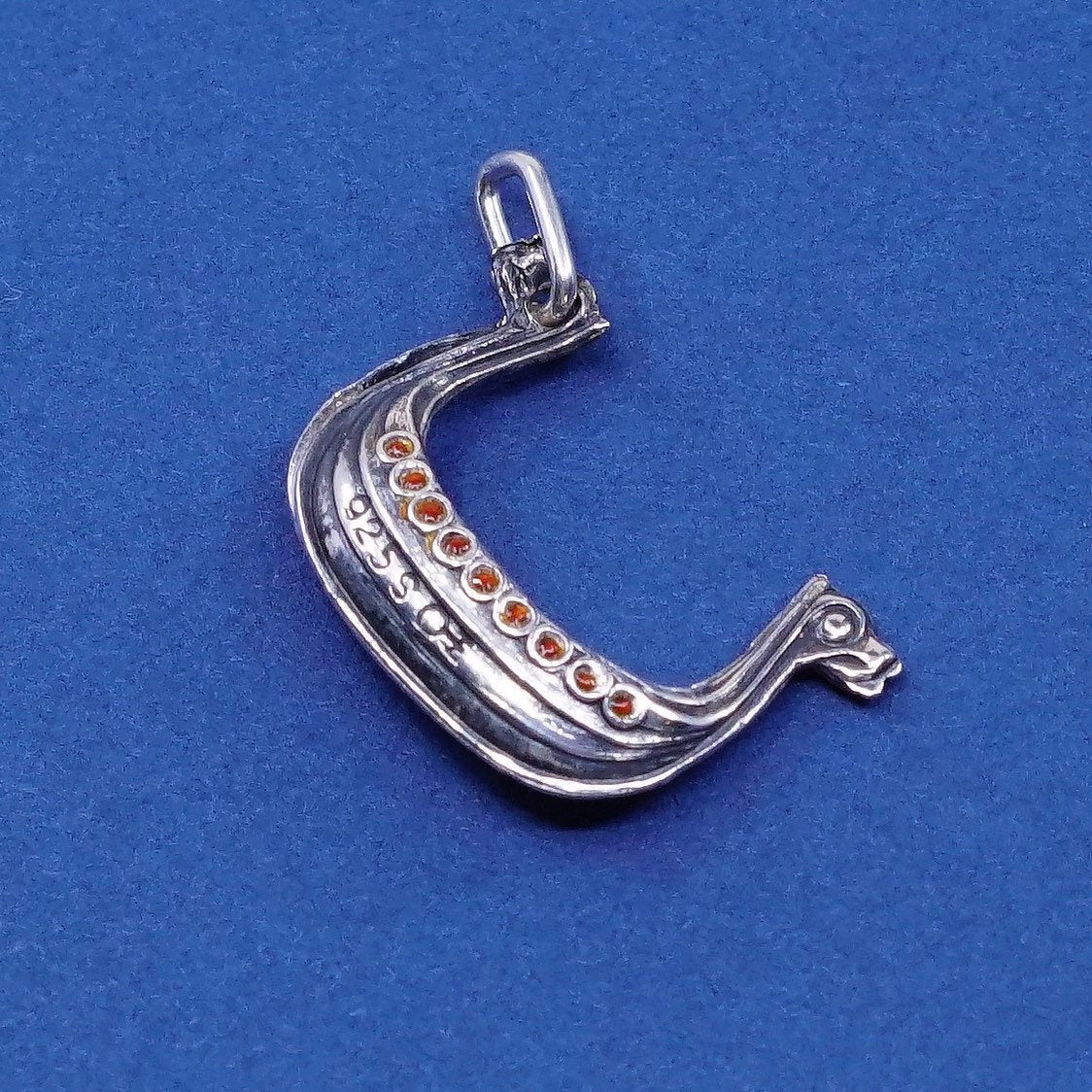 vtg Sterling silver handmade pendant, 925 boat charm