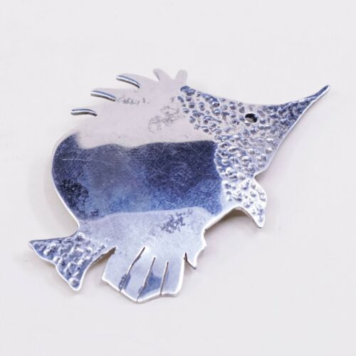 Vtg sterling silver handmade brooch, 925 Tropical Fish pin