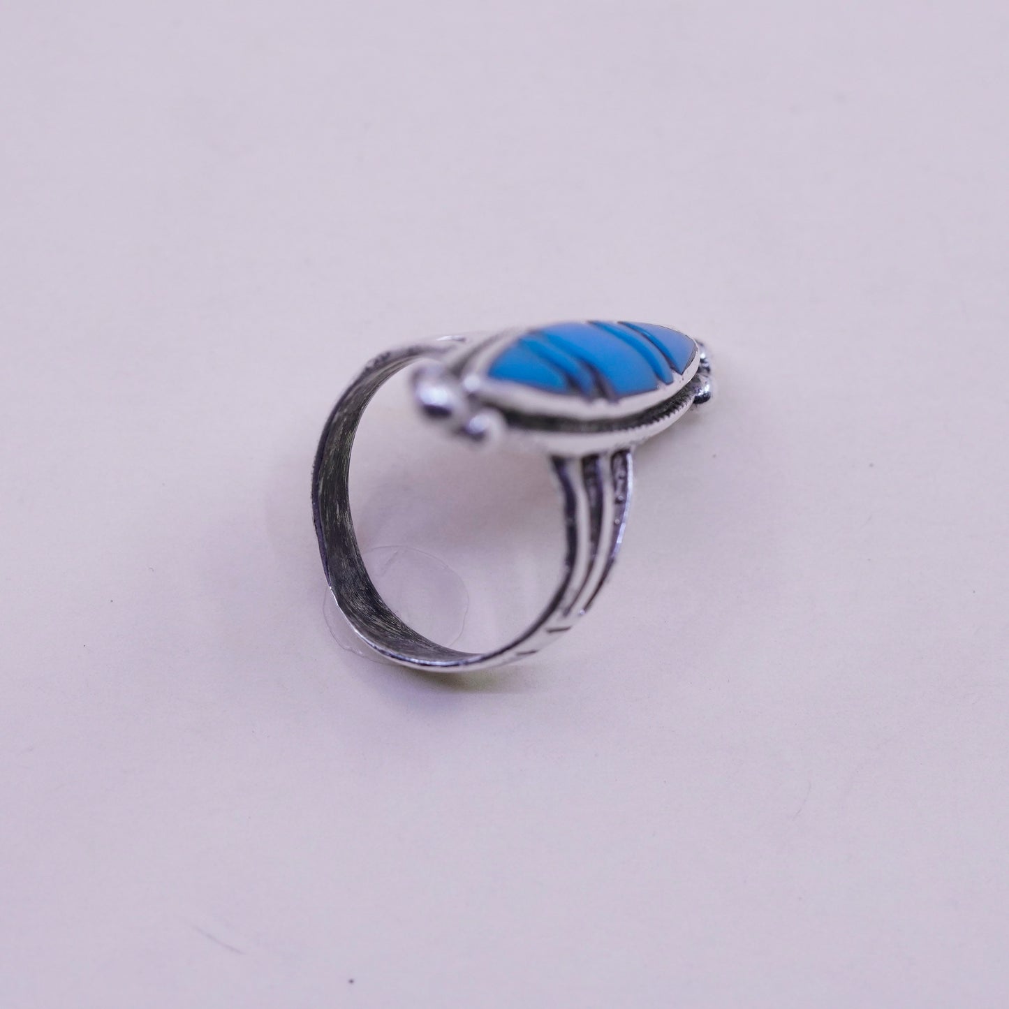 Size 7.25, sterling silver ring, Native American 925 silver ring oval turquoise