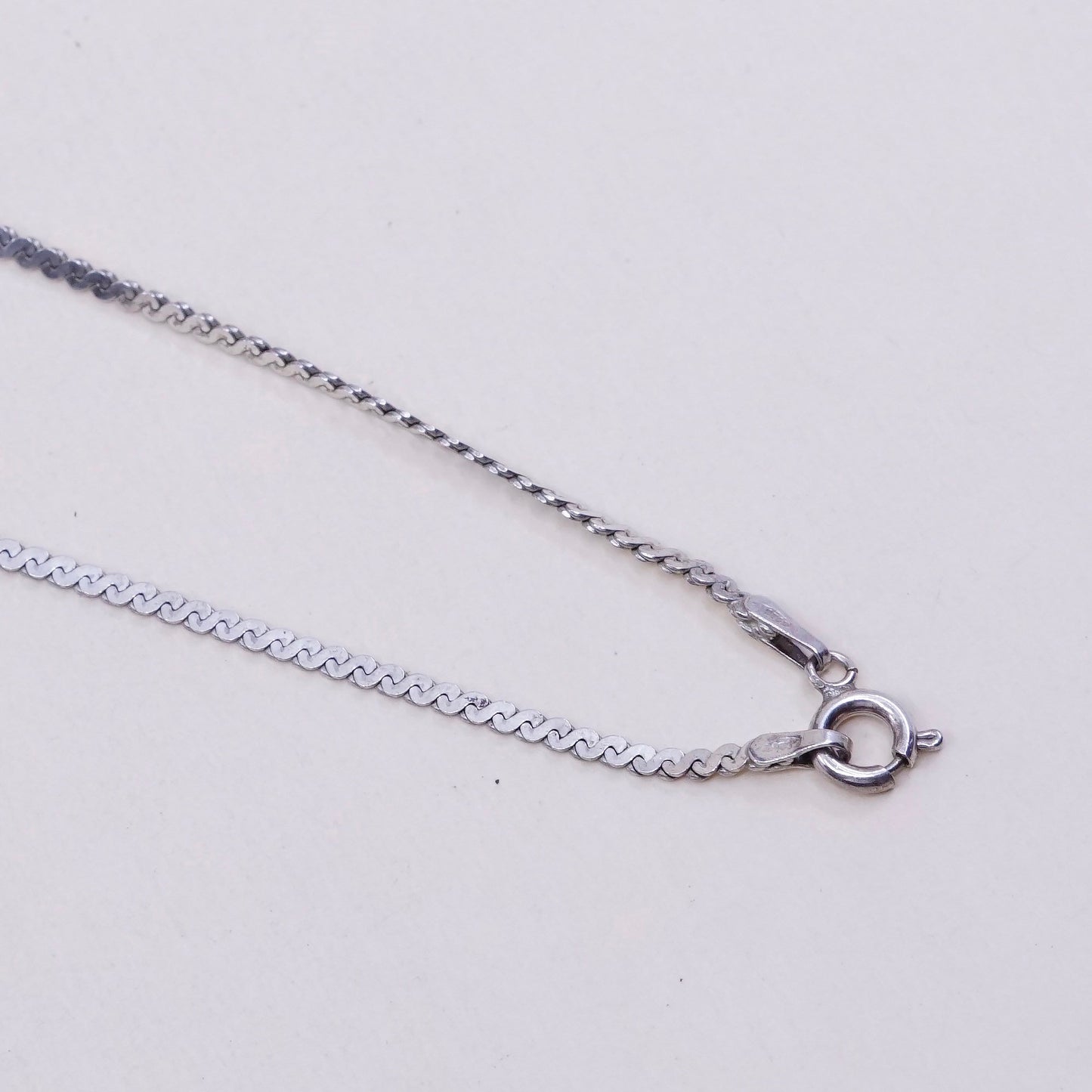 18”, 2mm, vintage Sterling silver handmade chain, 925 S link woven necklace