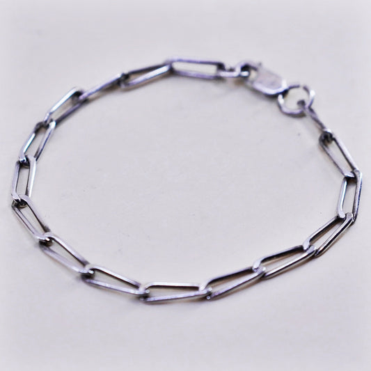 7”, sterling silver handmade bracelet, 925 oval elongated link chain anklet
