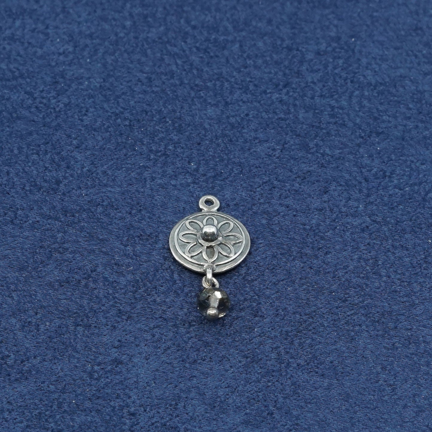 vtg Sterling silver handmade charm pendant, 925 tag w/ crystal