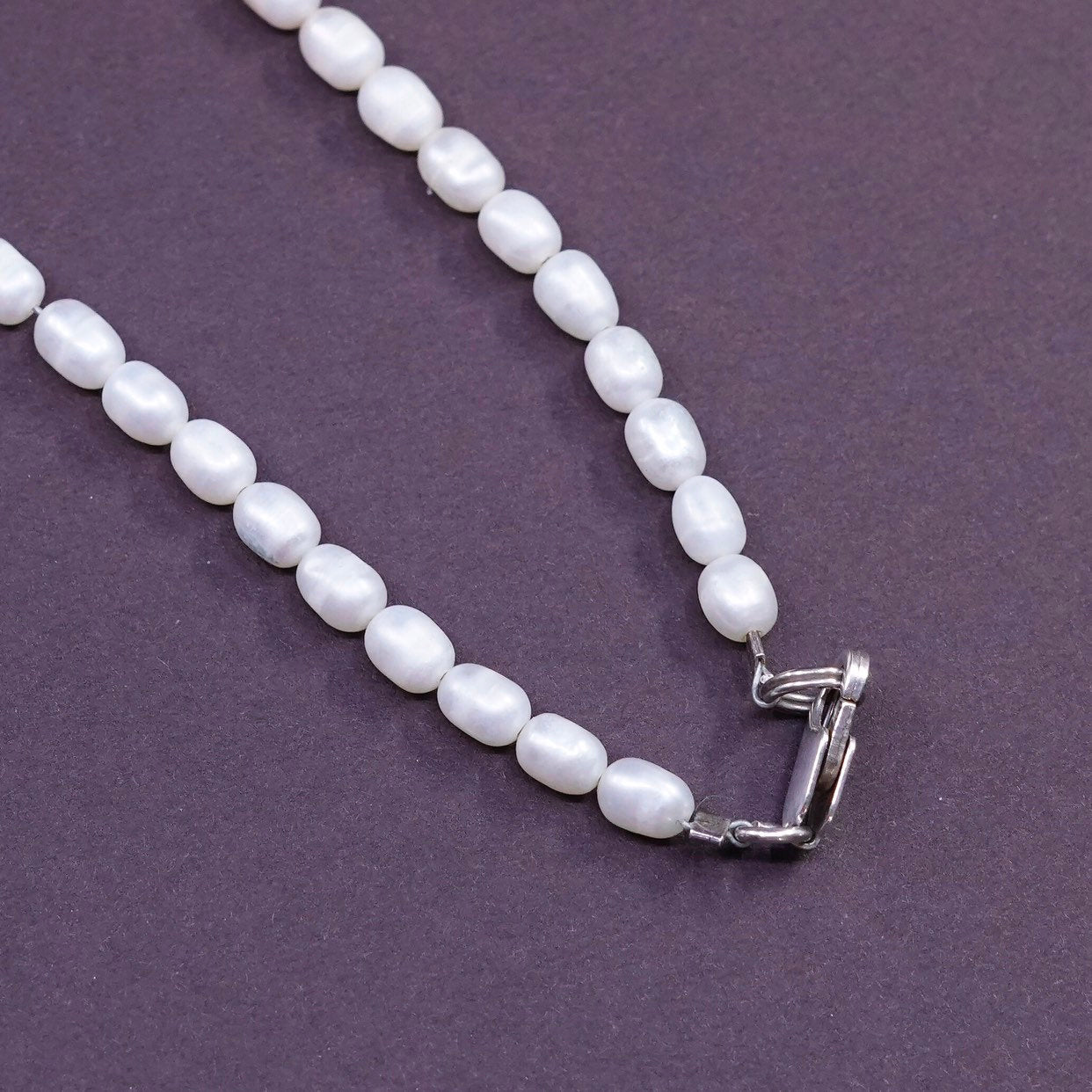14", Sterling silver handmade necklace, 925 pendant w/ moonstone N pearl bead