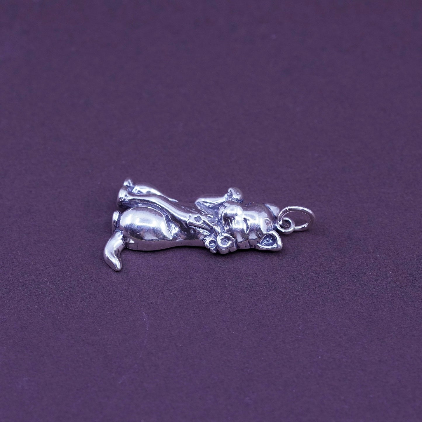 Vintage Sterling silver handmade pendant, 925 silver cat, kitty pendant