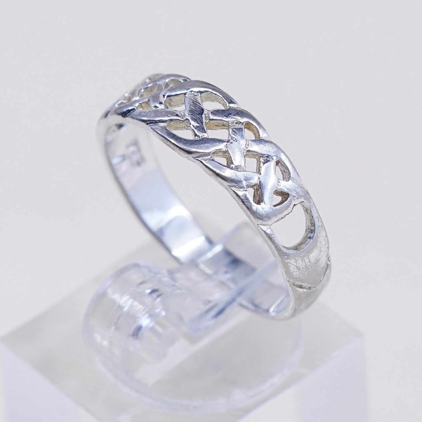 Size 8.25, vintage sterling silver handmade ring, 925 filigree band