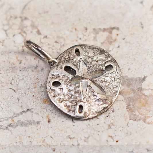 Vintage sterling 925 silver handmade pendant with sand dollar