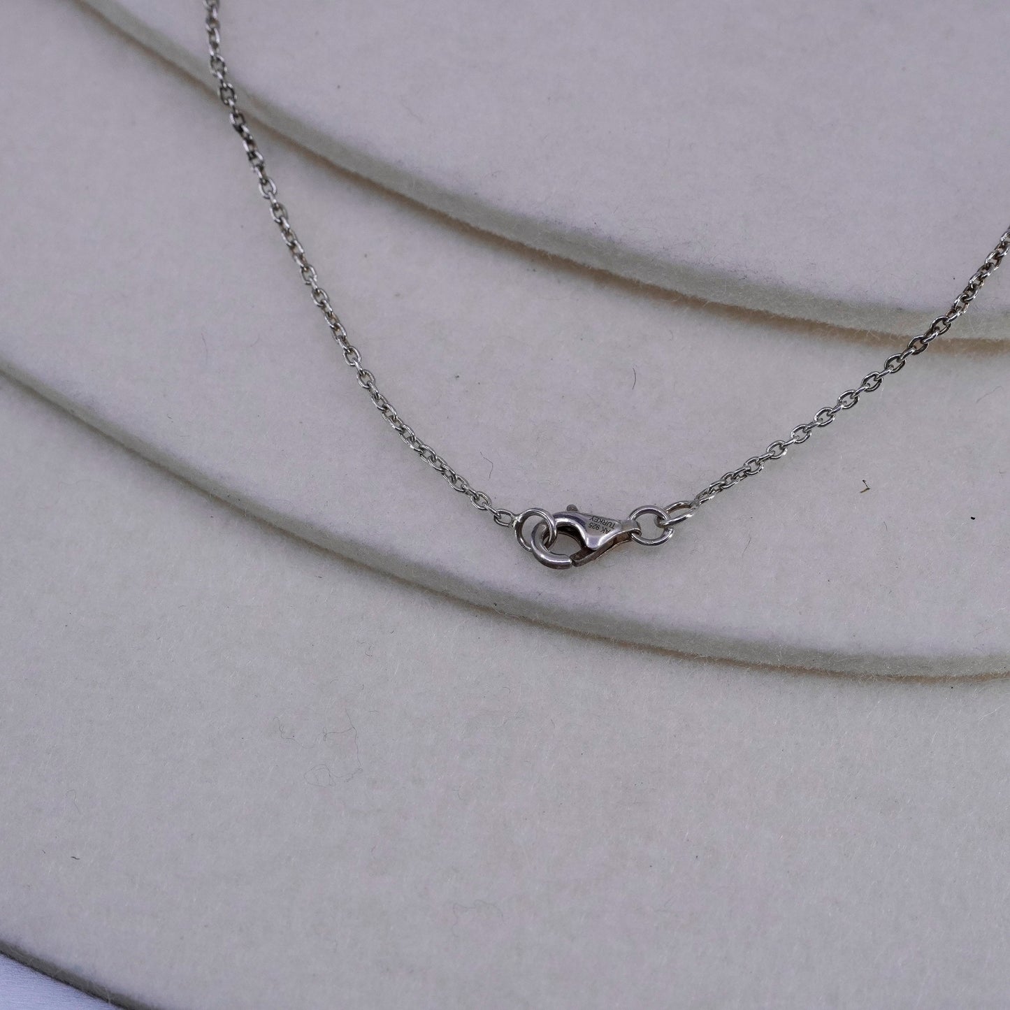 18”, Sterling 925 silver handmade circle chain necklace with fringe pendant