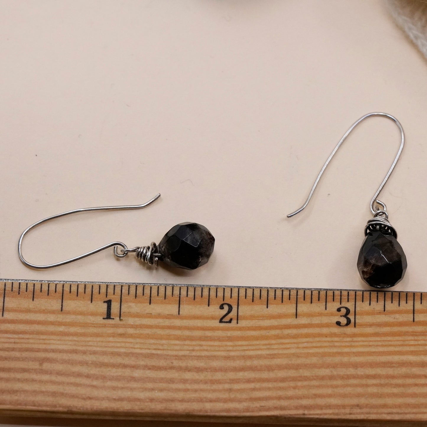 Vintage sterling silver handmade earrings, 925 hooks with teardrop topaz drops