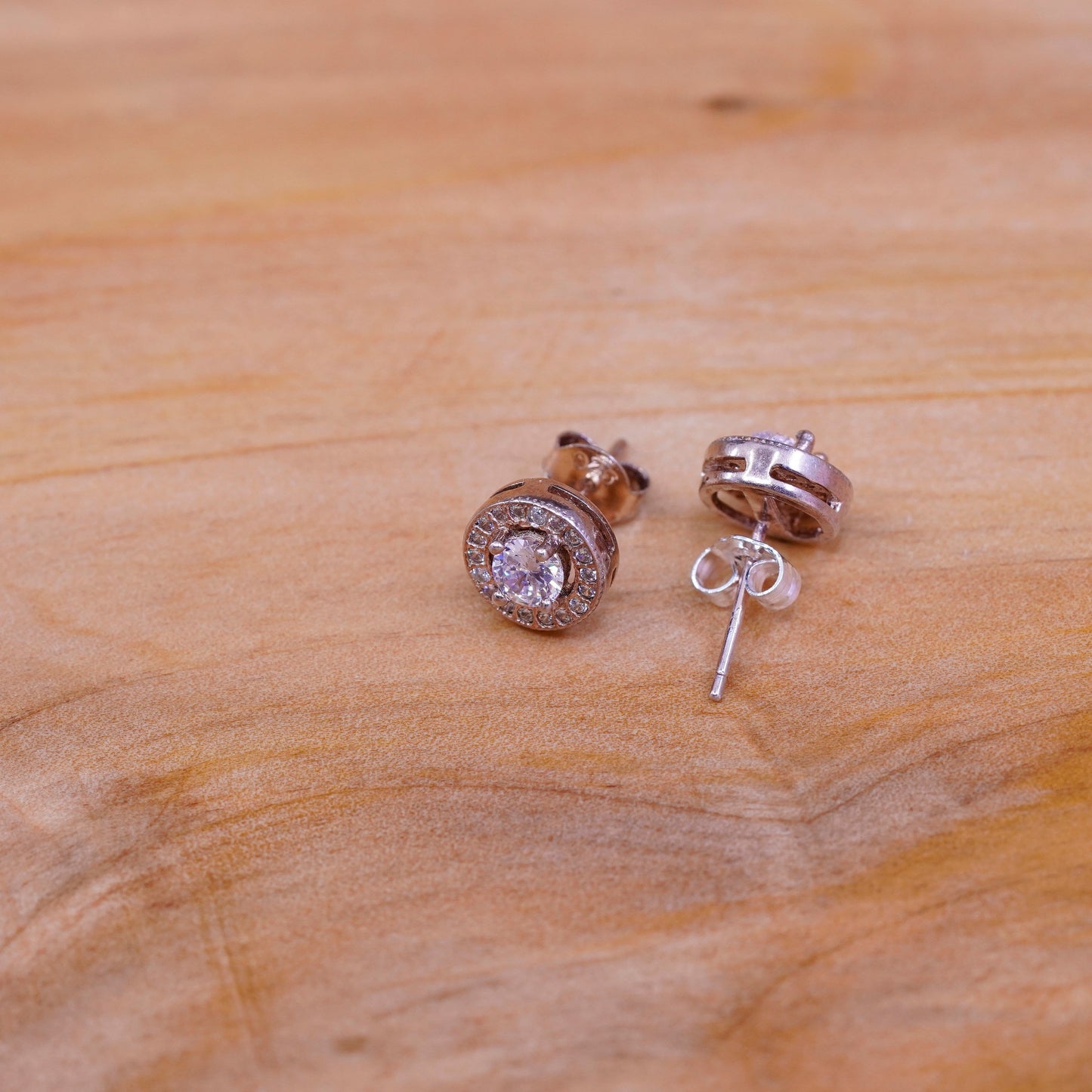 rose gold over Sterling 925 silver cluster round Cz studs, Swarovski earrings