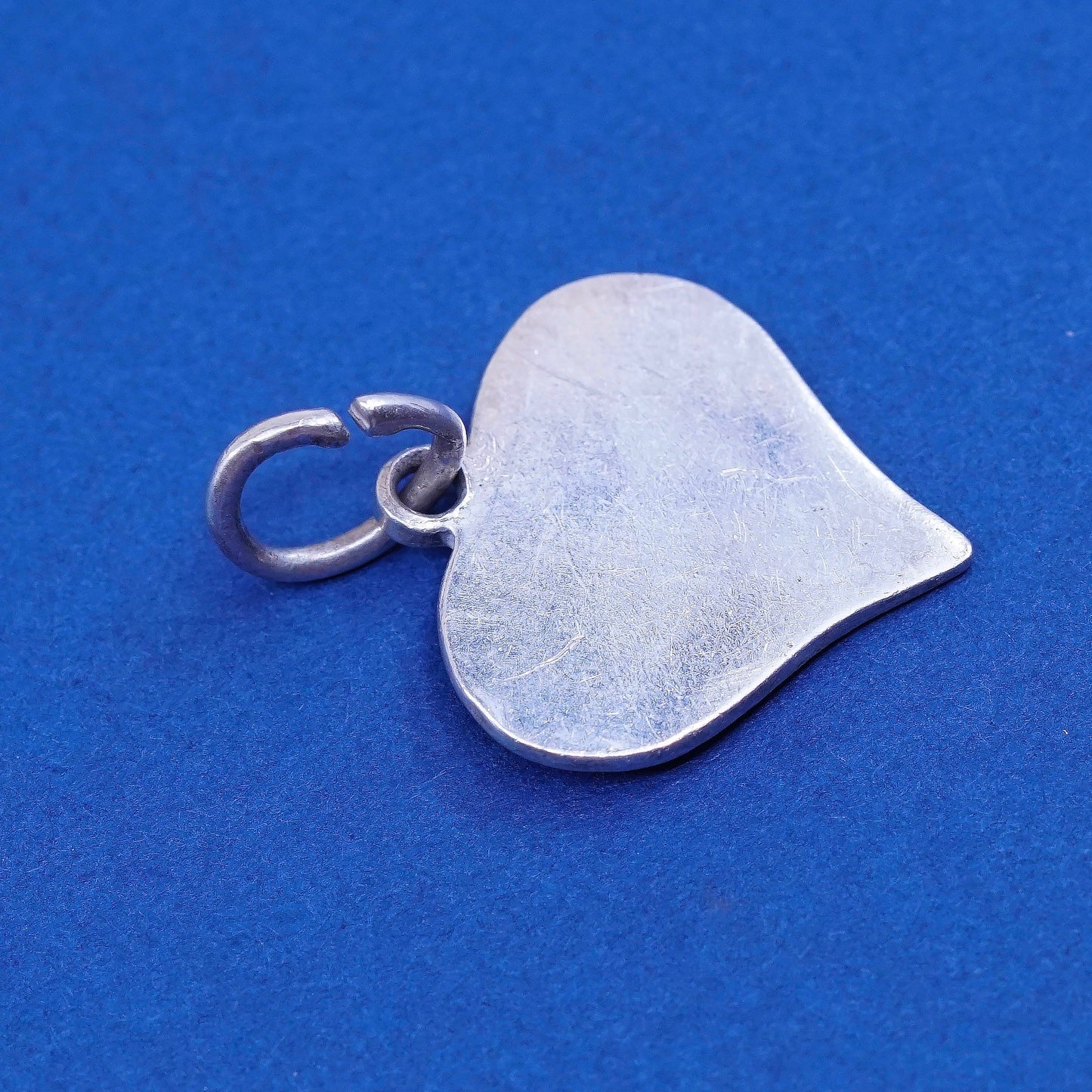 Vintage sterling silver handmade pendant, 925 heart charm, stamped 925