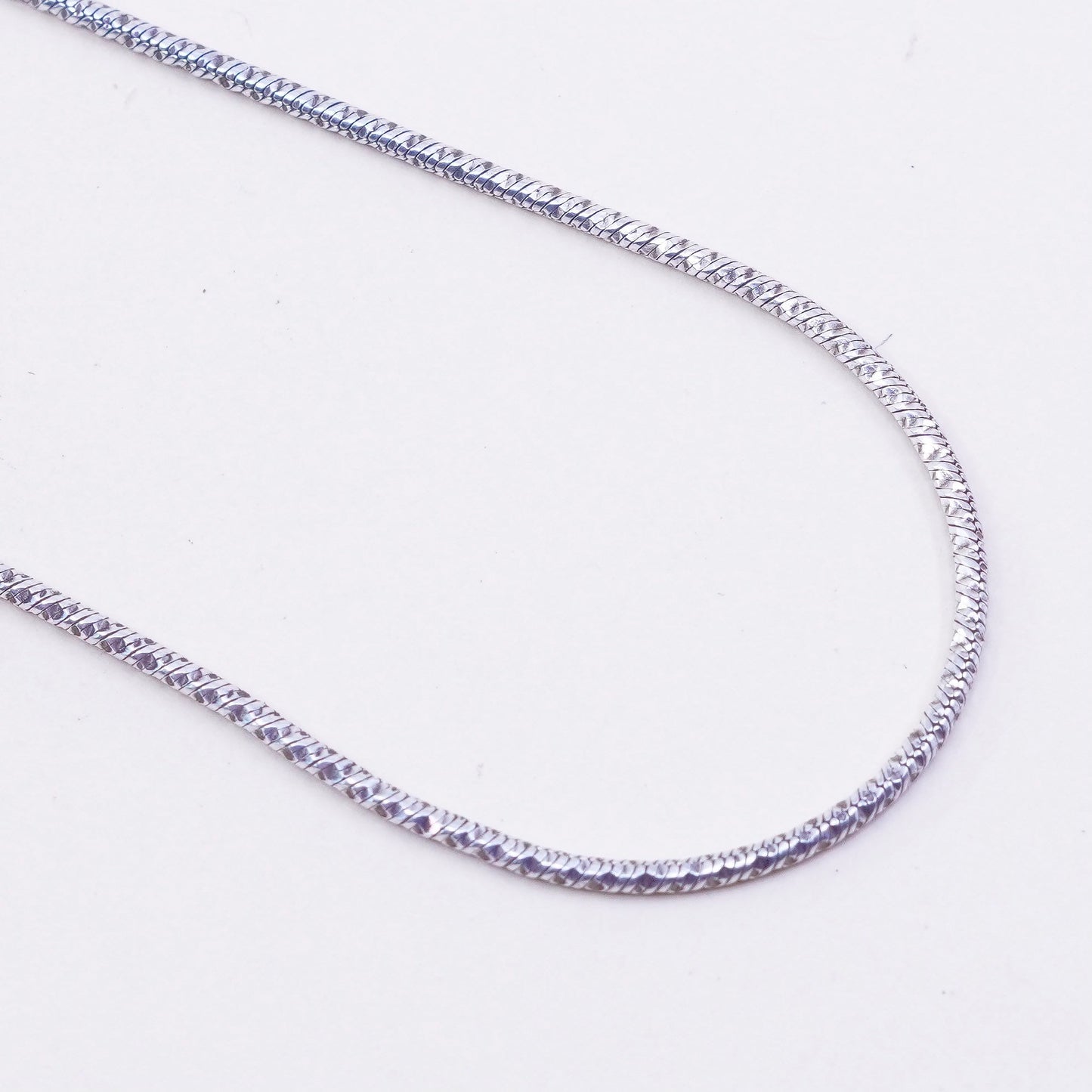 18”, 2mm, vintage Sterling silver necklace, Italy textured 925 snake chain