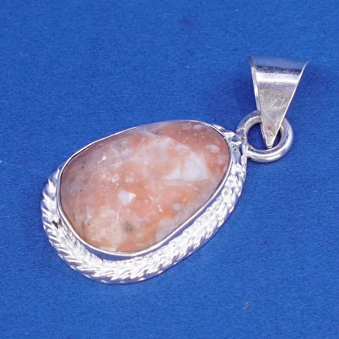 vtg Sterling silver handmade pendant, 925 pendant w/ agate