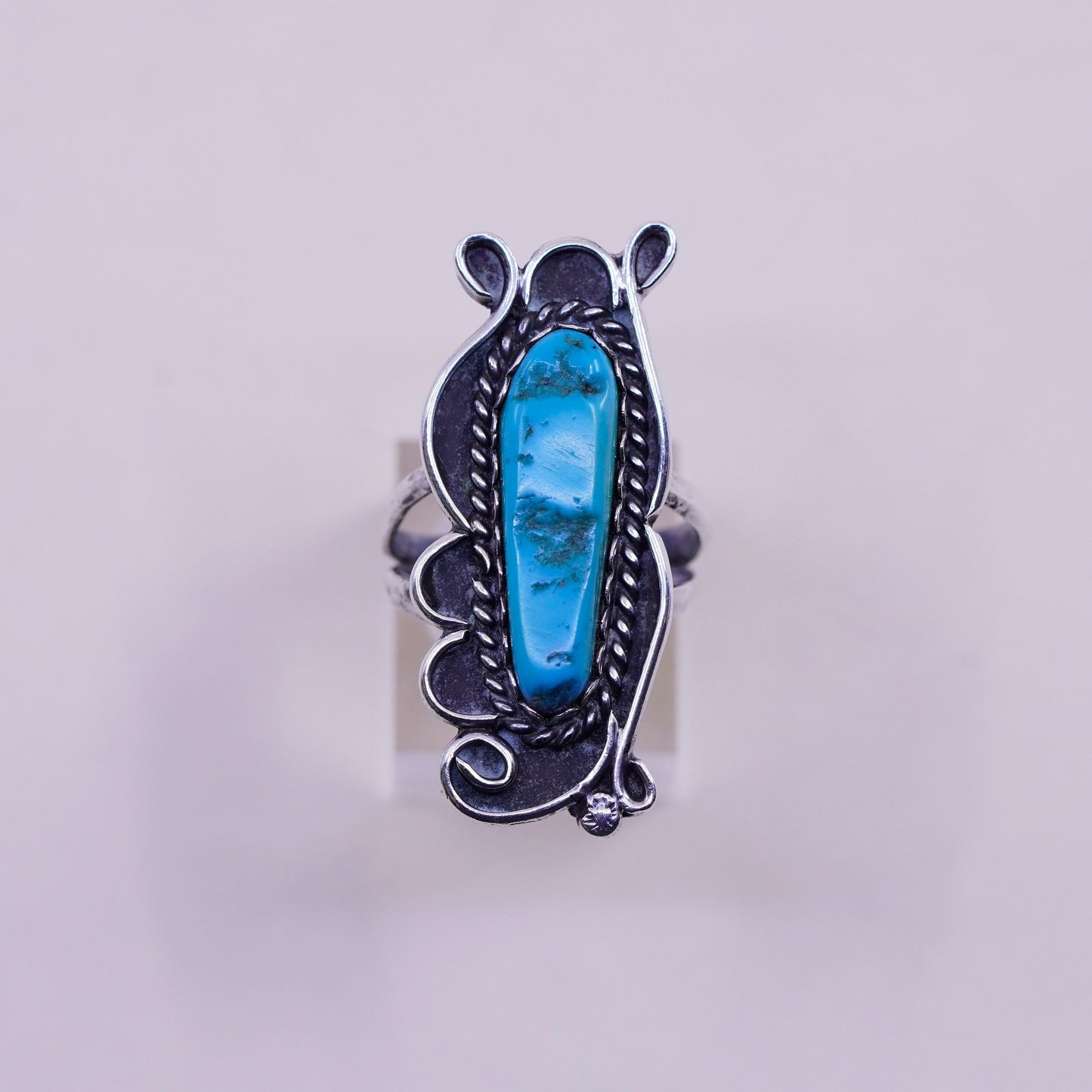 Size 7.75, Native American sterling 925 silver ring turquoise, southwestern